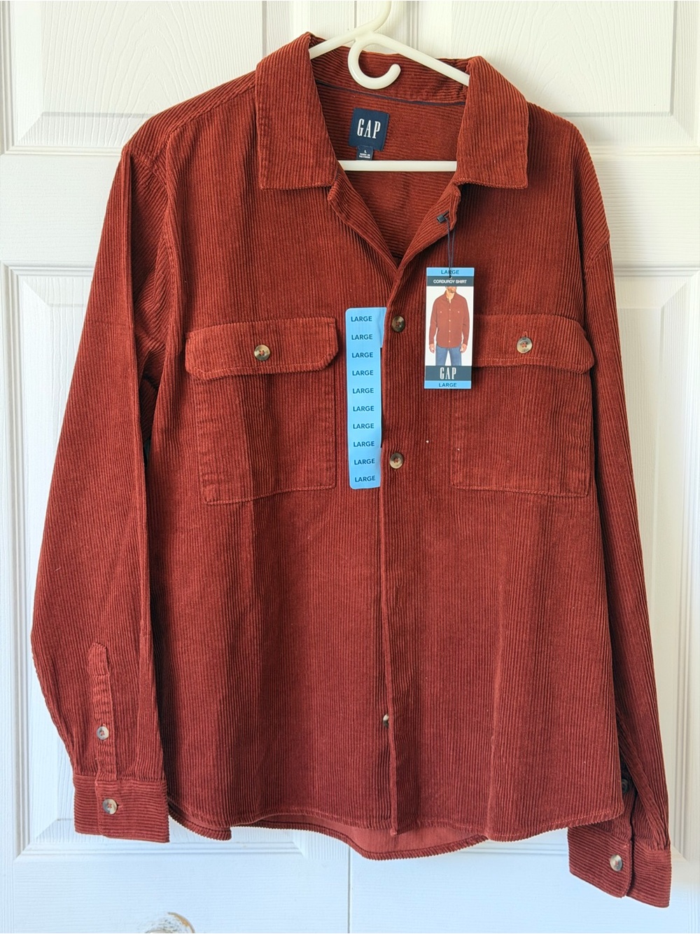 GAP Men's Corduroy Shacket in Rust Red